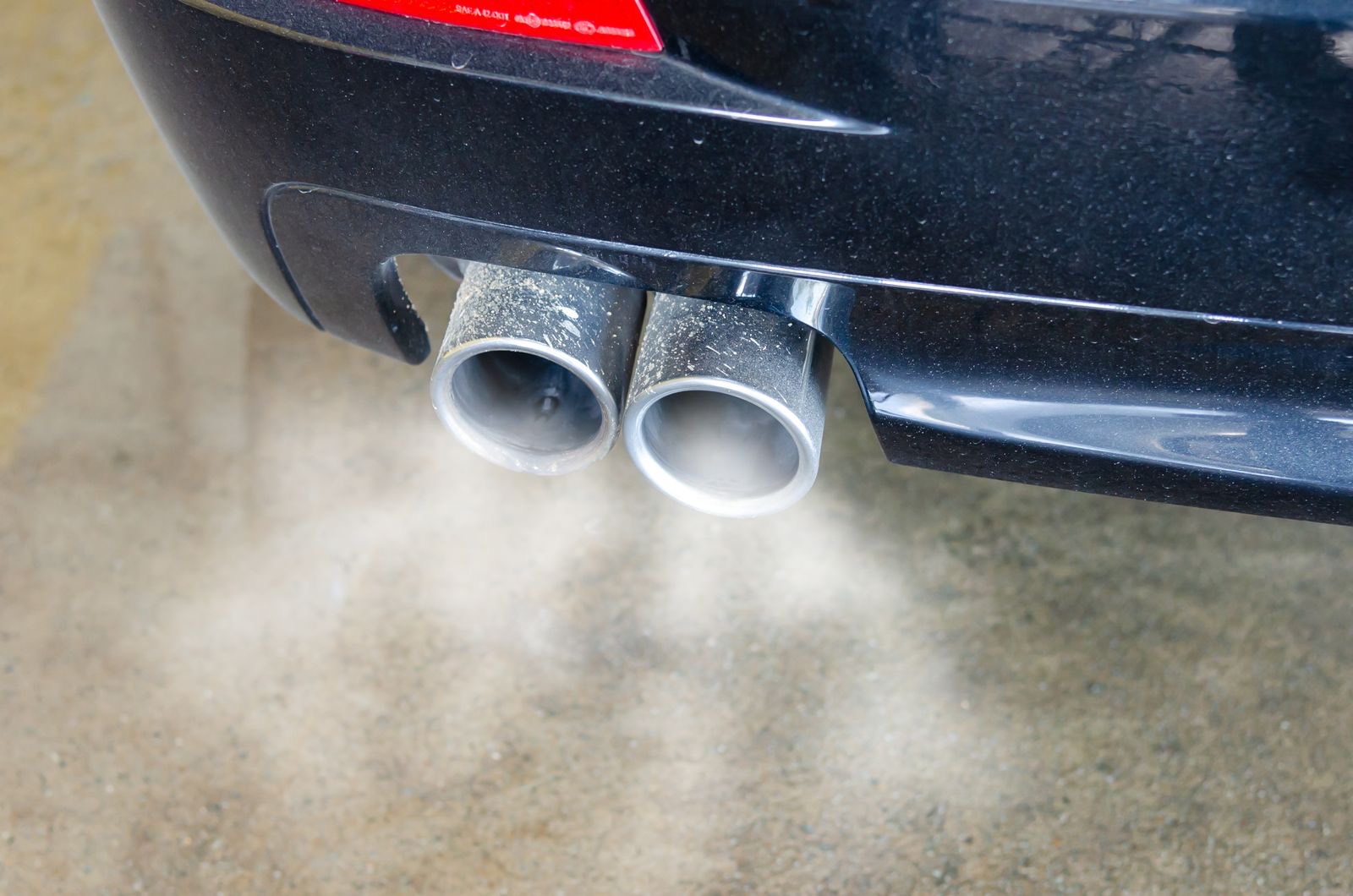 The exhaust of a diesel car